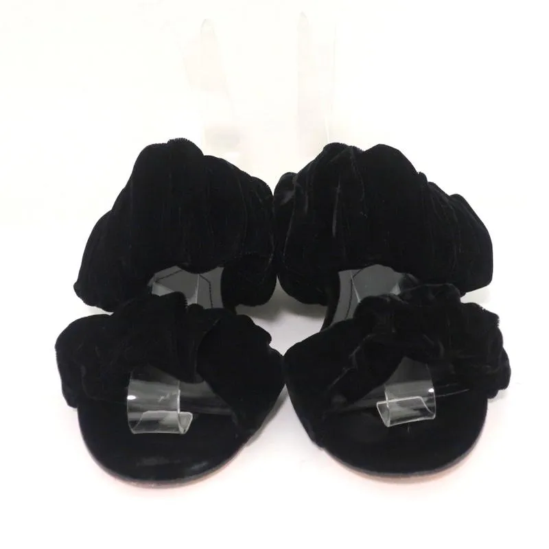 Nicholas Kirkwood Courtney Slide Sandals Black Velvet Size 37 Double-Band Flats