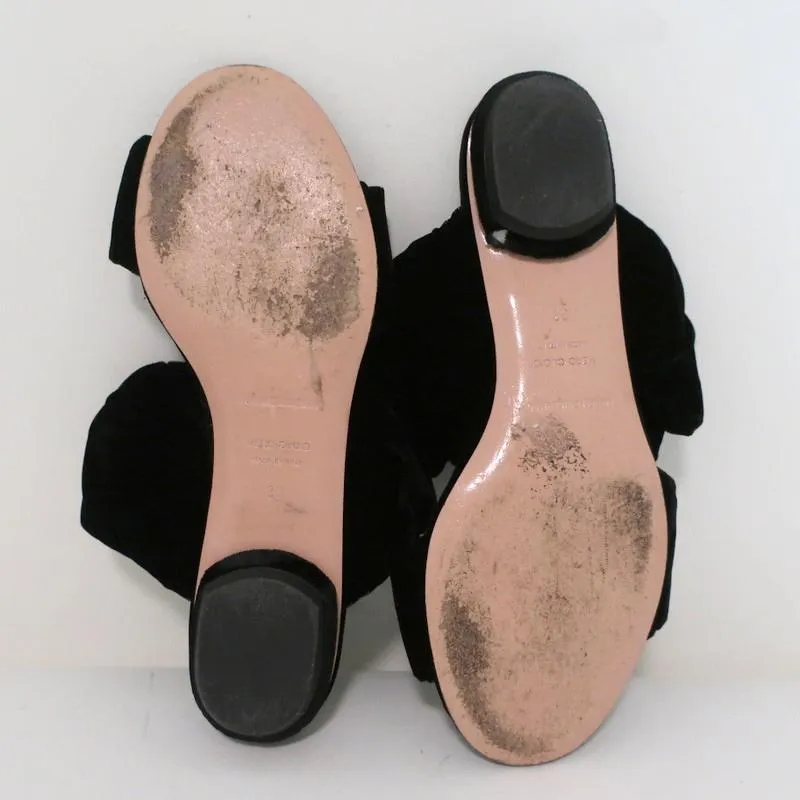 Nicholas Kirkwood Courtney Slide Sandals Black Velvet Size 37 Double-Band Flats