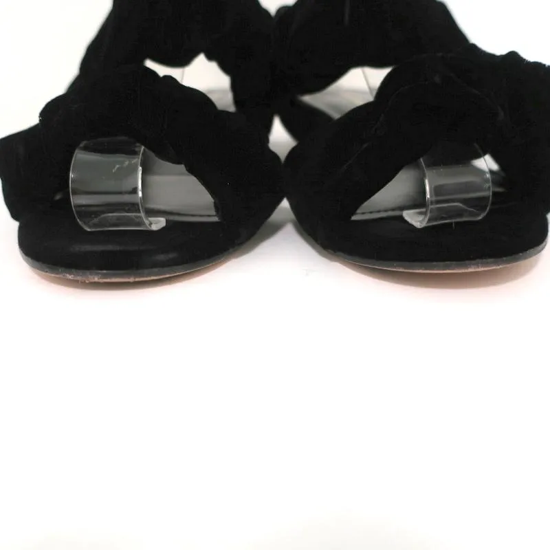 Nicholas Kirkwood Courtney Slide Sandals Black Velvet Size 37 Double-Band Flats