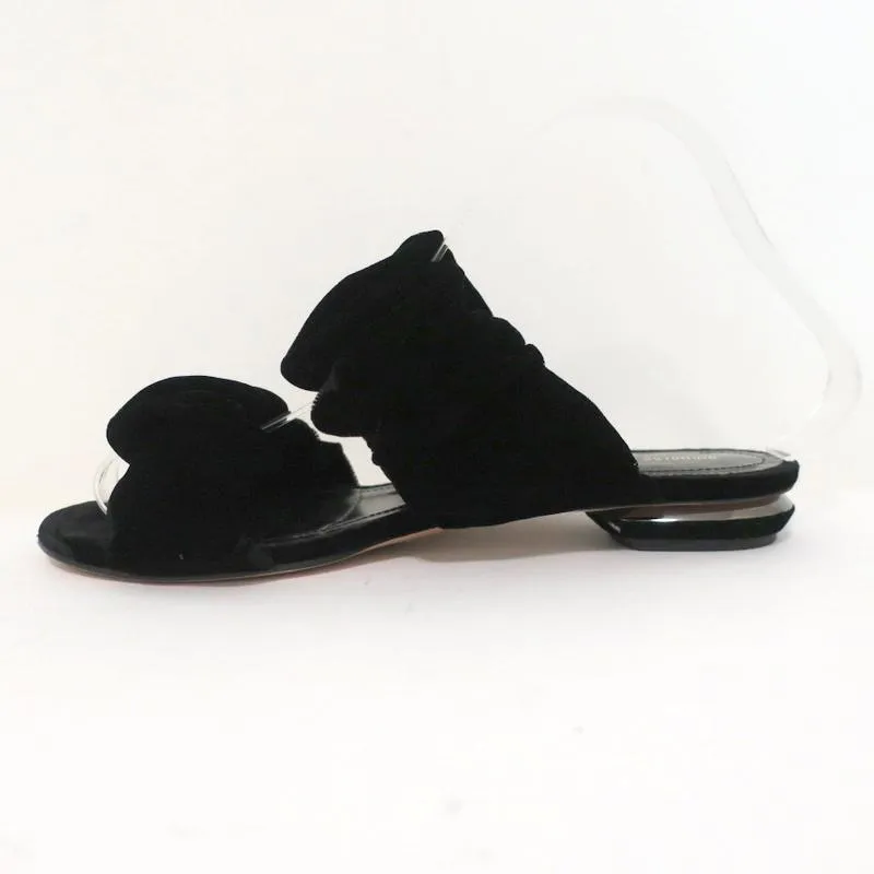 Nicholas Kirkwood Courtney Slide Sandals Black Velvet Size 37 Double-Band Flats