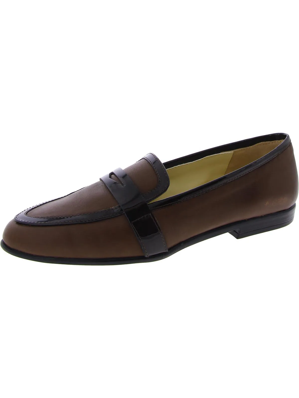 Oreste Womens Patent Trim Slip On Penny Loafers