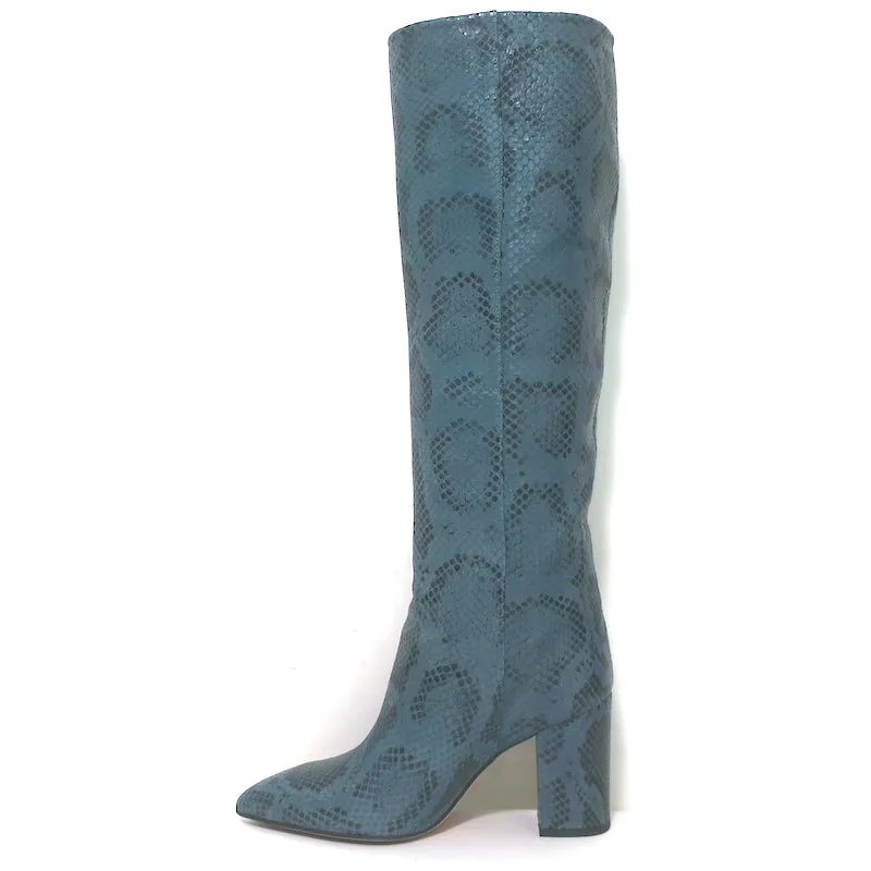 Paris Texas Knee-High Boots Teal Snakeskin-Embossed Leather Size 37