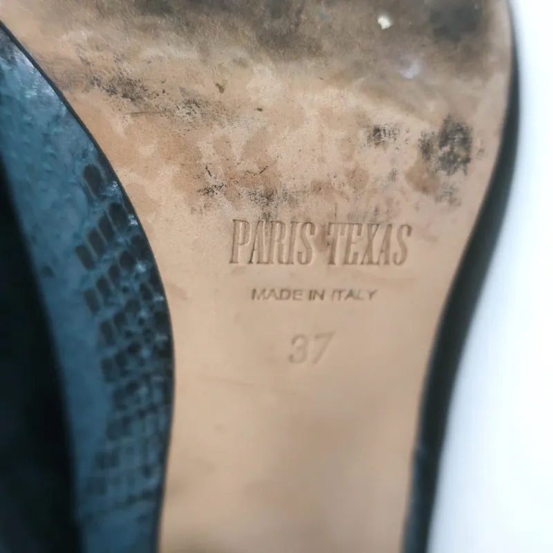 Paris Texas Knee-High Boots Teal Snakeskin-Embossed Leather Size 37