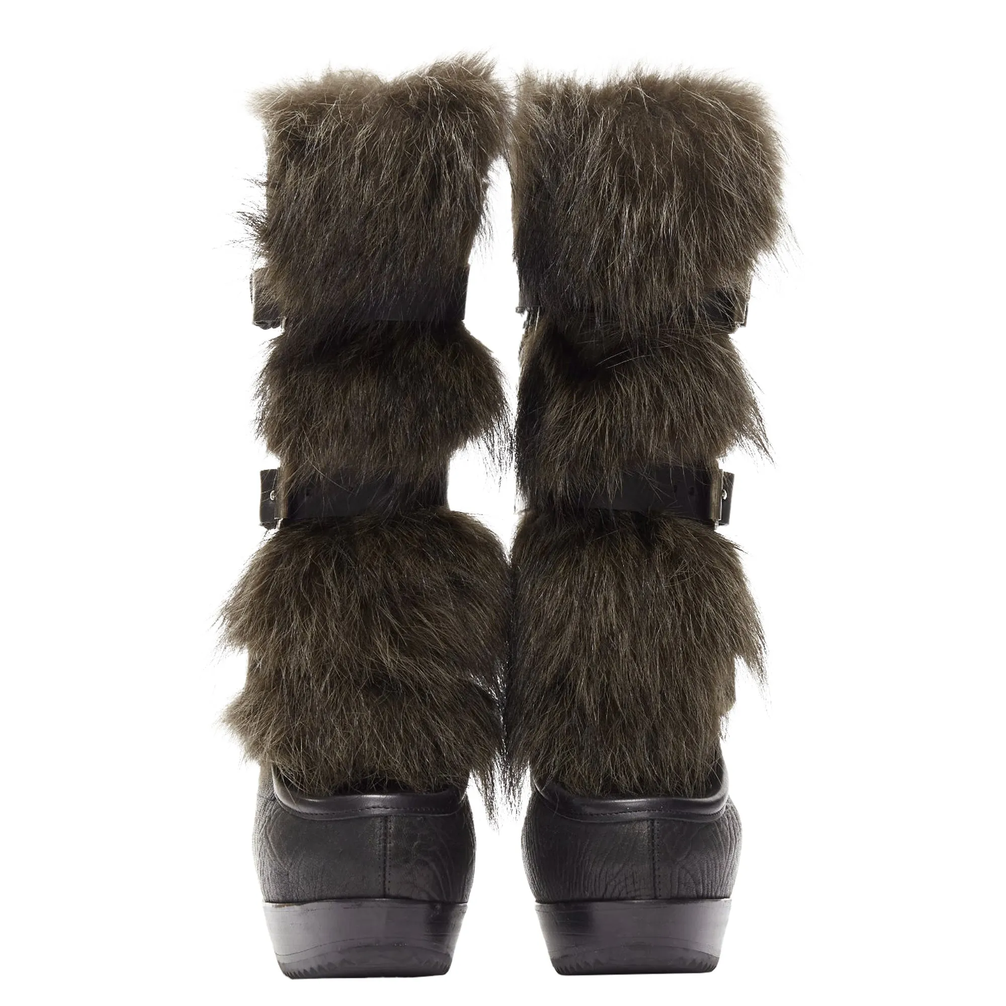 Pierre Hardy grained leather fur trio buckle platform boot
