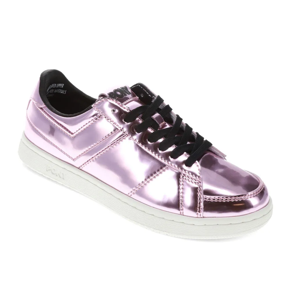 PONY Mens M-80 Low Metallic Genuine Leather Premium Lace Up Athletic Sneaker Shoe