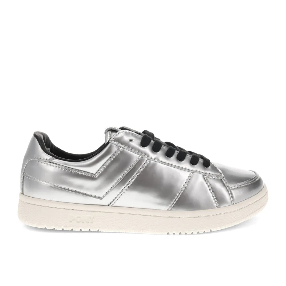 PONY Mens M-80 Low Metallic Genuine Leather Premium Lace Up Athletic Sneaker Shoe