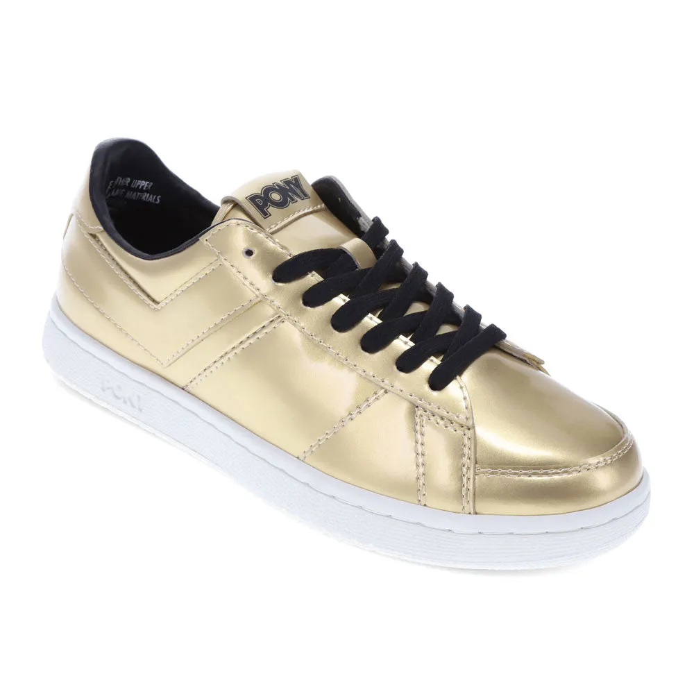 PONY Mens M-80 Low Metallic Genuine Leather Premium Lace Up Athletic Sneaker Shoe