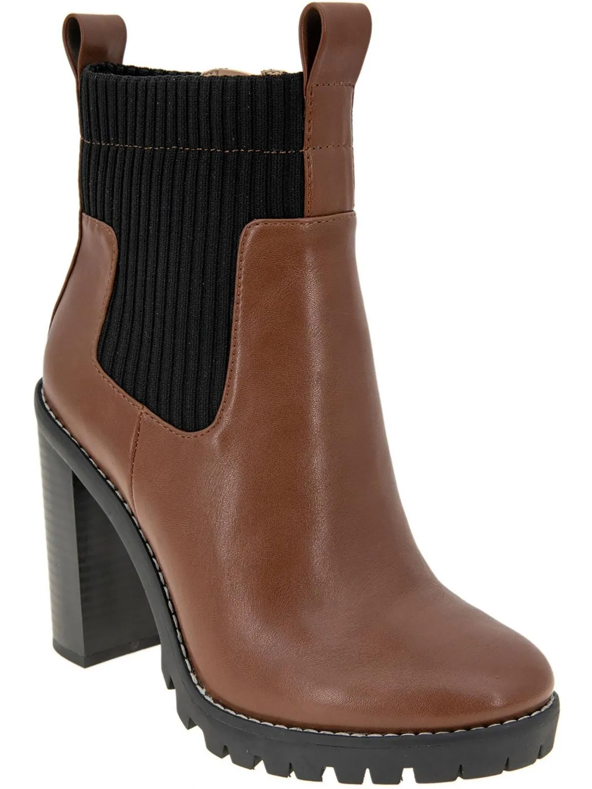 Prali Womens Faux Leather Lugged Sole Chelsea Boots