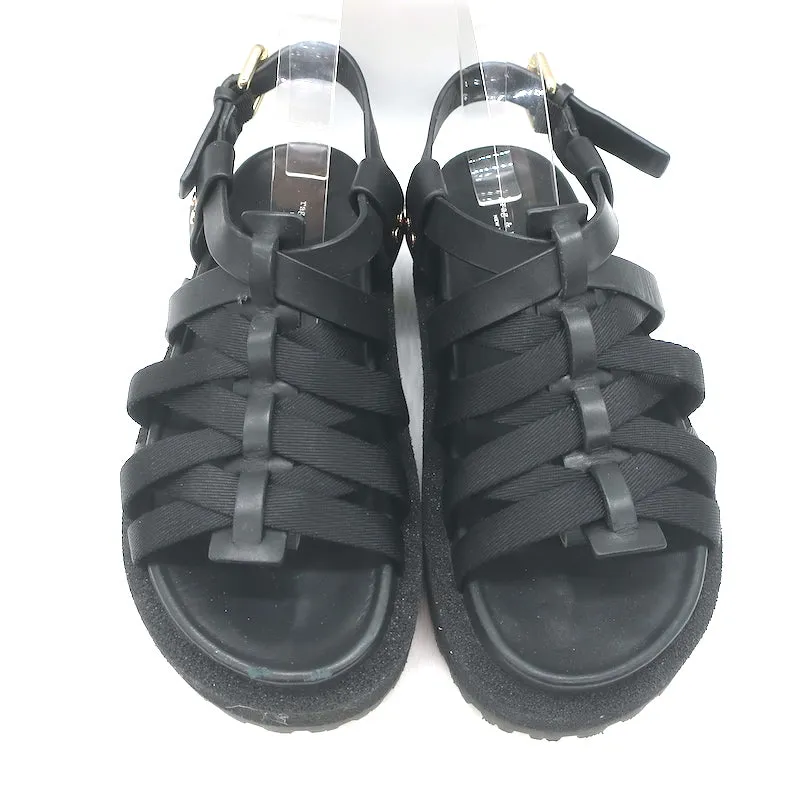 Rag & Bone Park Flatform Sandals Black Grosgrain & Leather Size 38