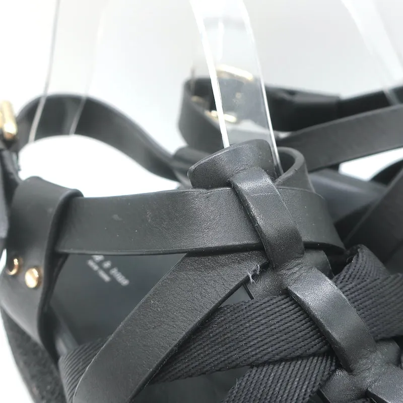 Rag & Bone Park Flatform Sandals Black Grosgrain & Leather Size 38