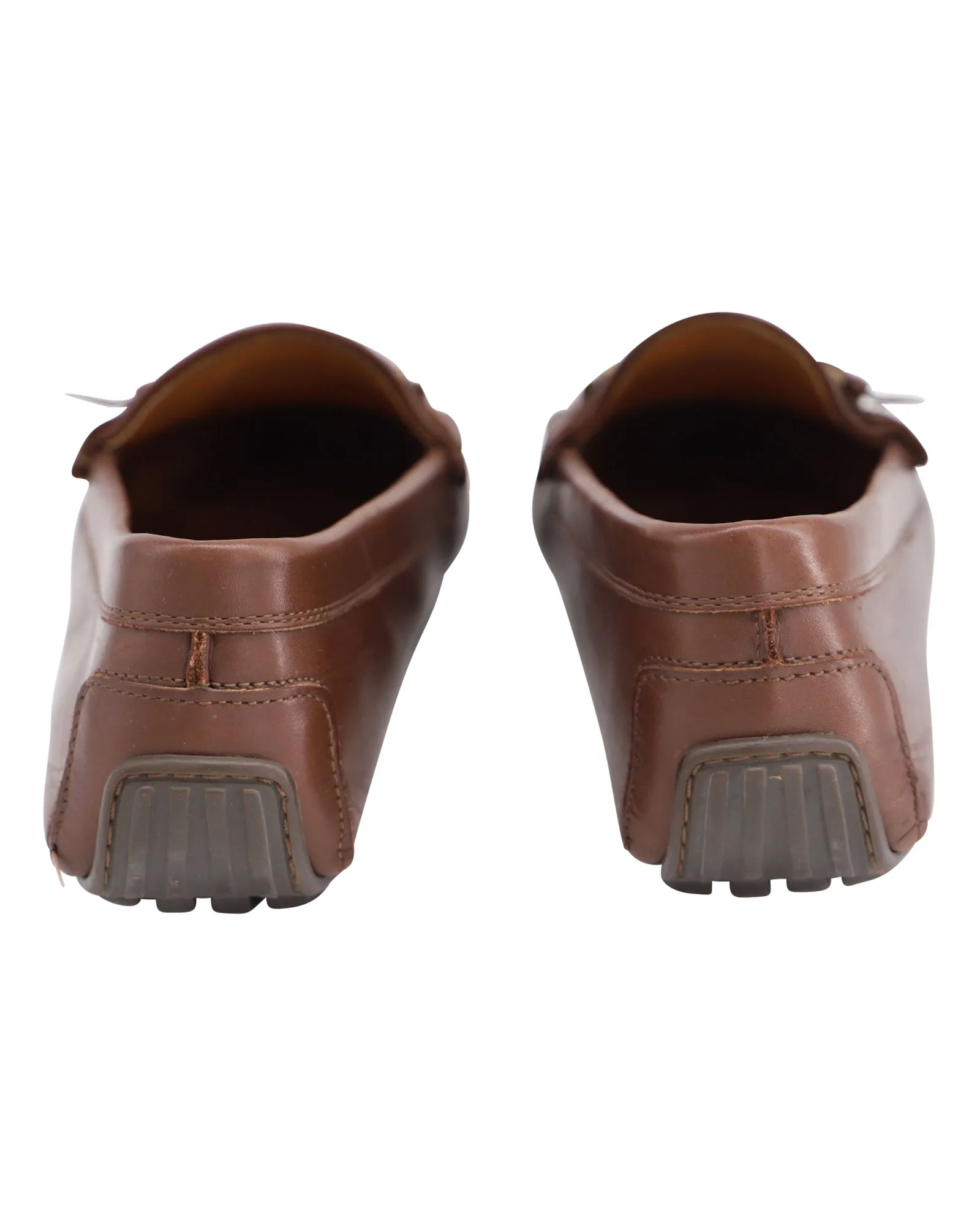 Ralph Lauren Driver Shoes with Buckle in Brown Leather