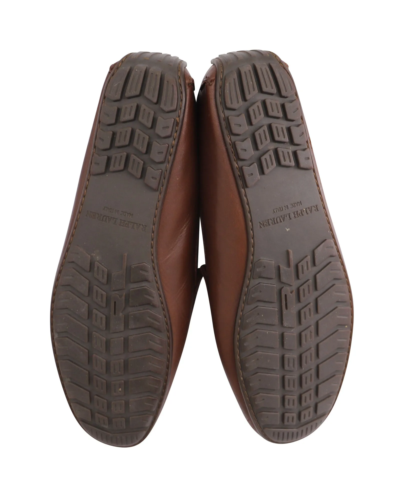 Ralph Lauren Driver Shoes with Buckle in Brown Leather