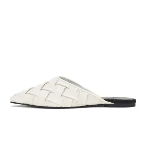 Rollie Pointed Mule Soft Woven White