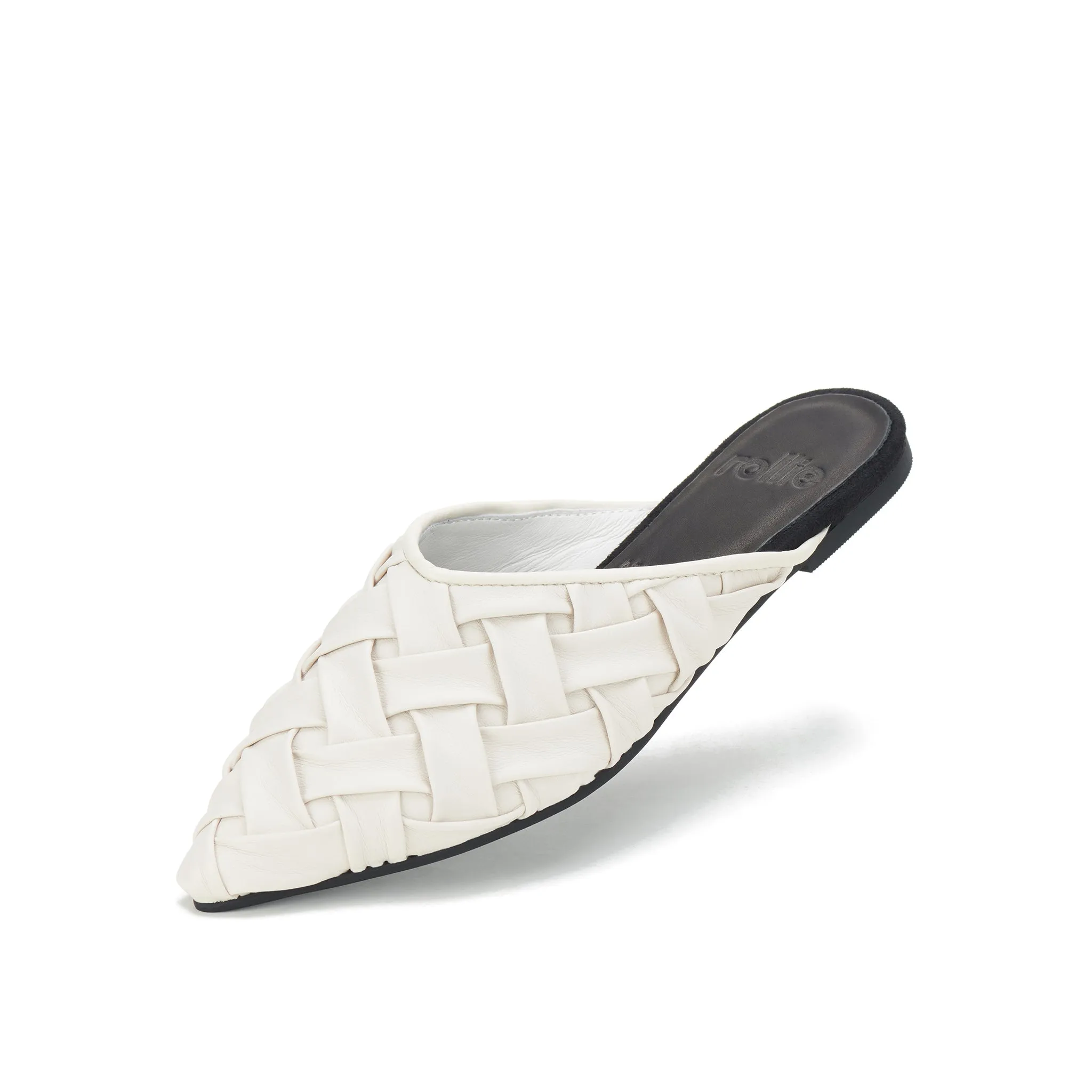 Rollie Pointed Mule Soft Woven White