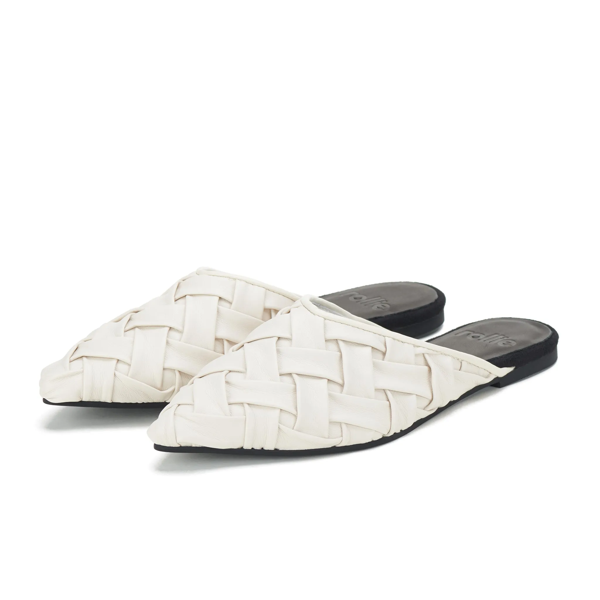 Rollie Pointed Mule Soft Woven White