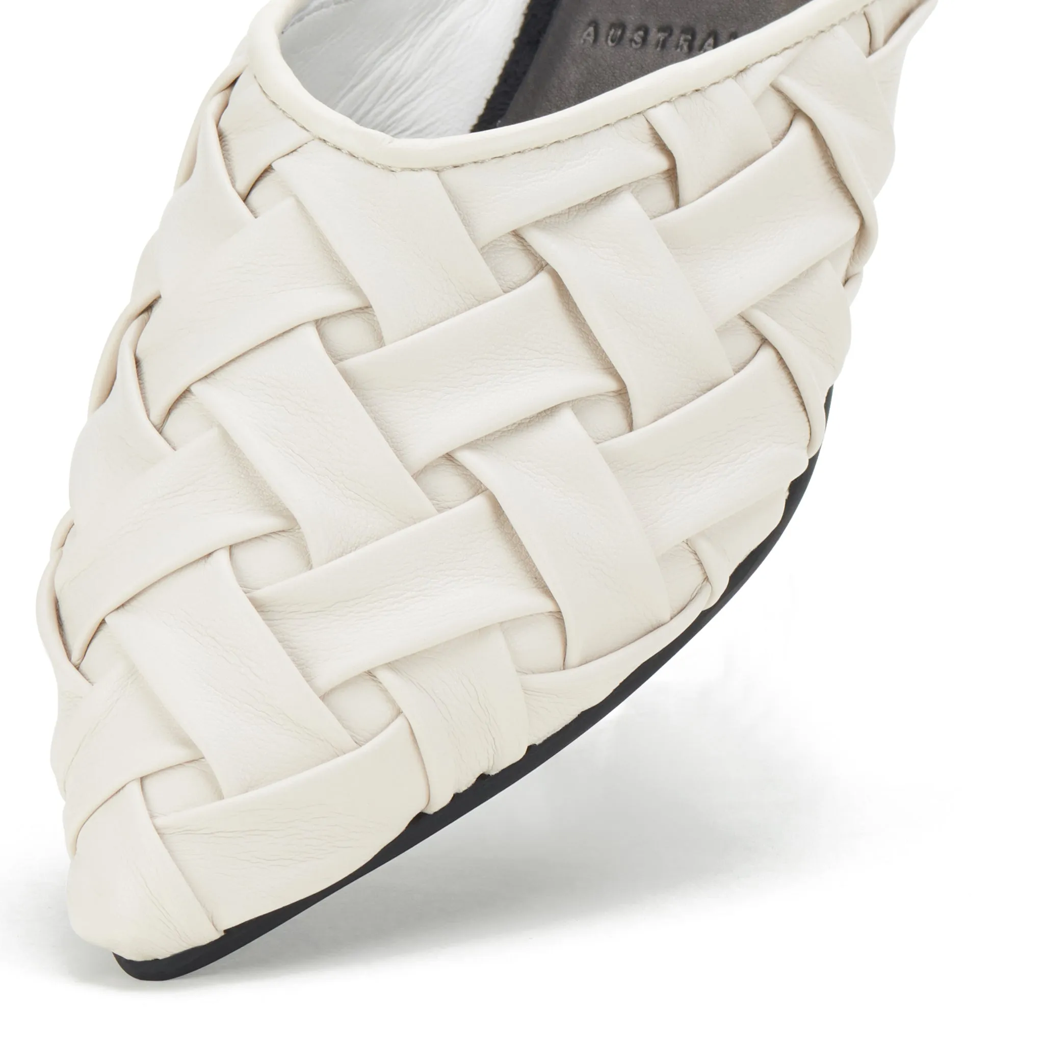 Rollie Pointed Mule Soft Woven White