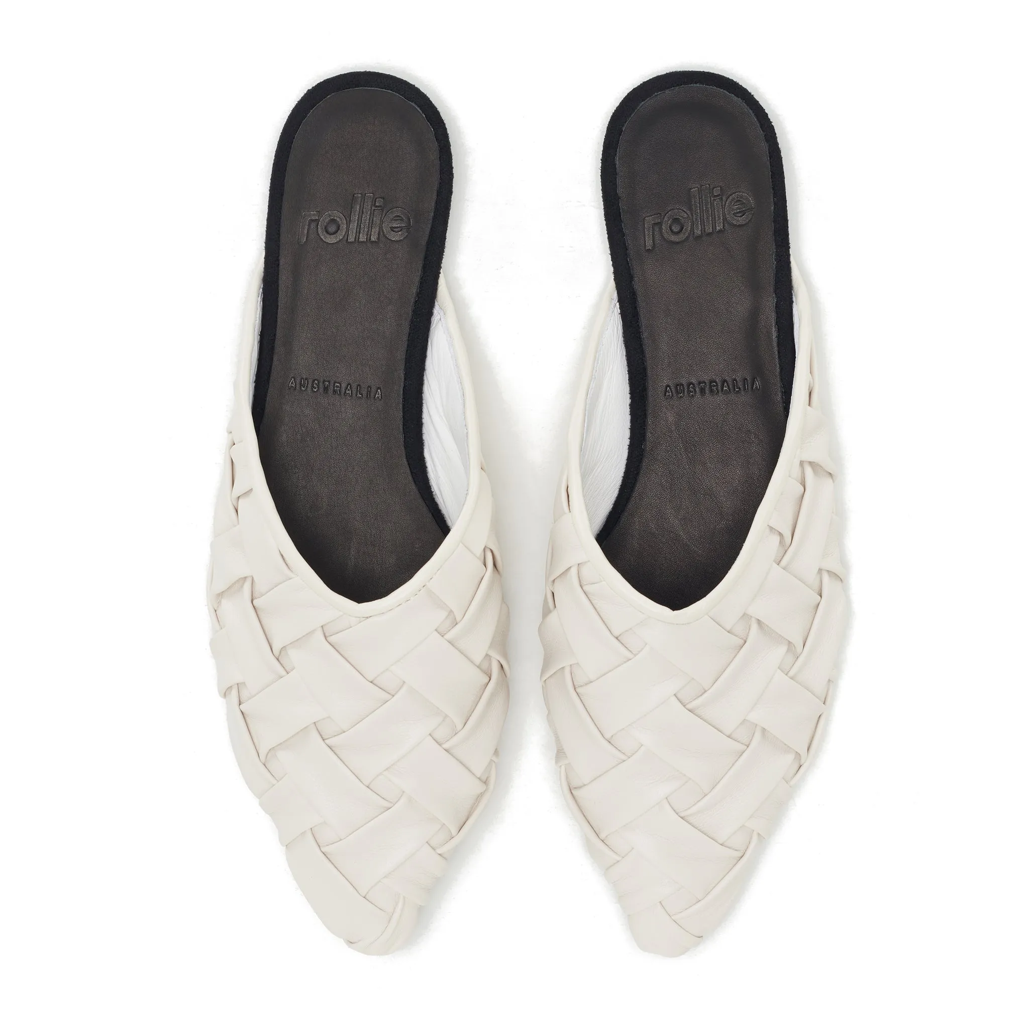 Rollie Pointed Mule Soft Woven White