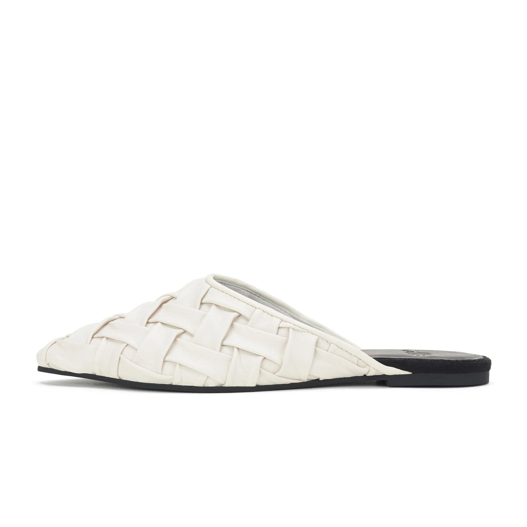 Rollie Pointed Mule Soft Woven White