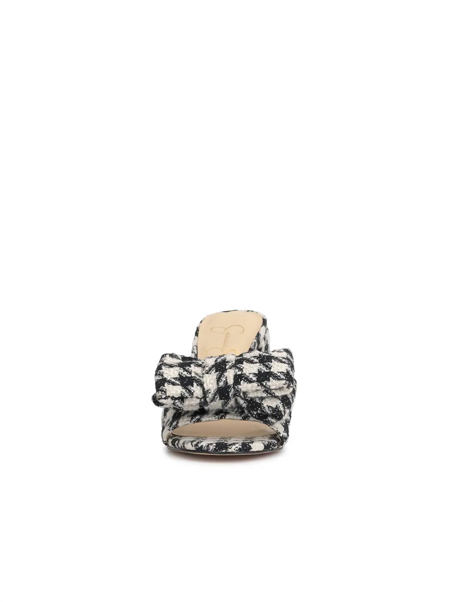 Romilda Block Heel Sandal In Black/white Houndstooth