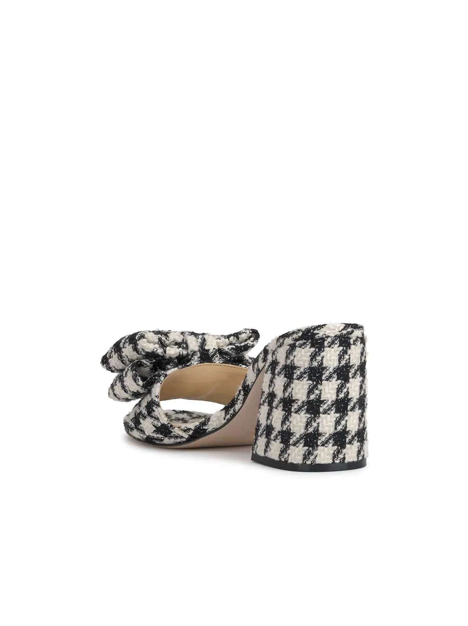 Romilda Block Heel Sandal In Black/white Houndstooth