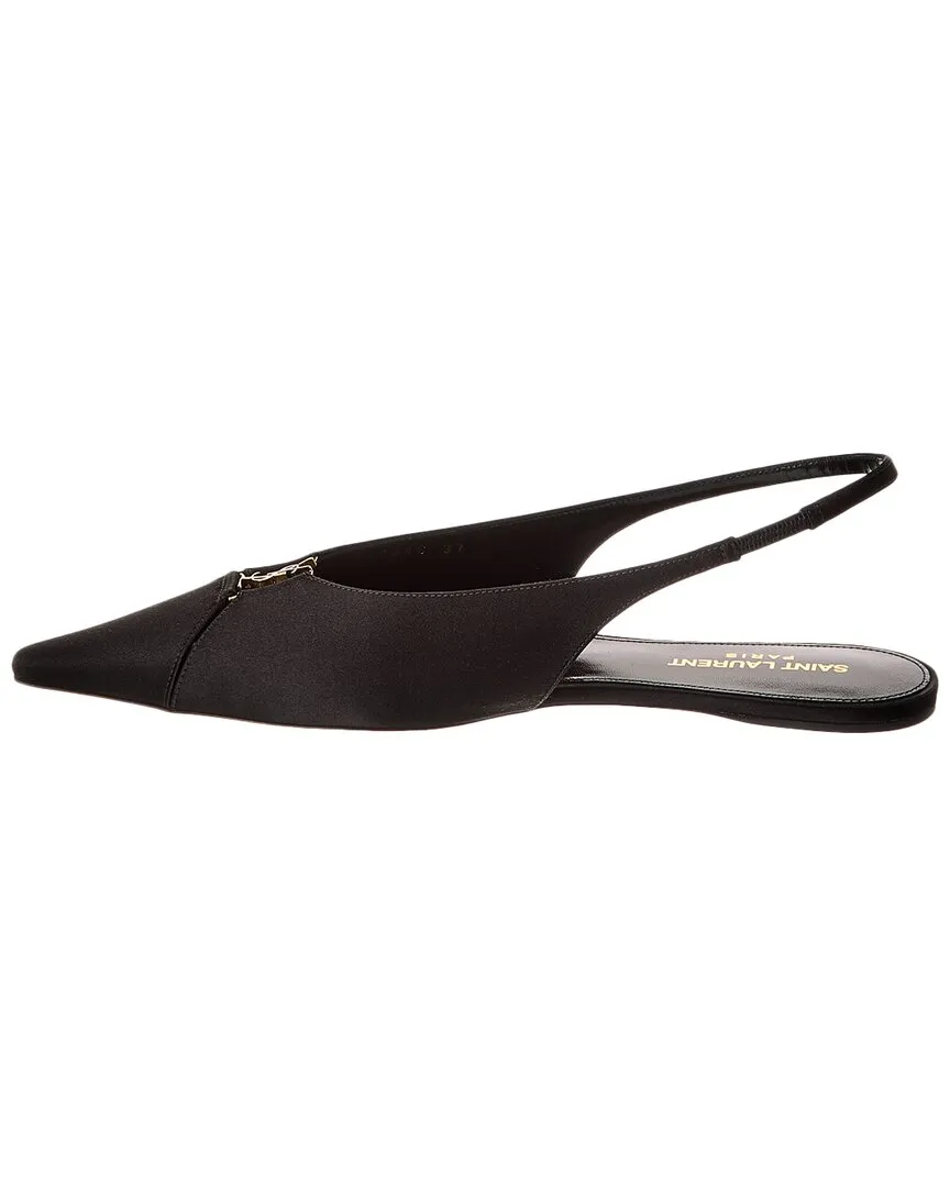 Saint Laurent Babylone Satin Slingback Flat