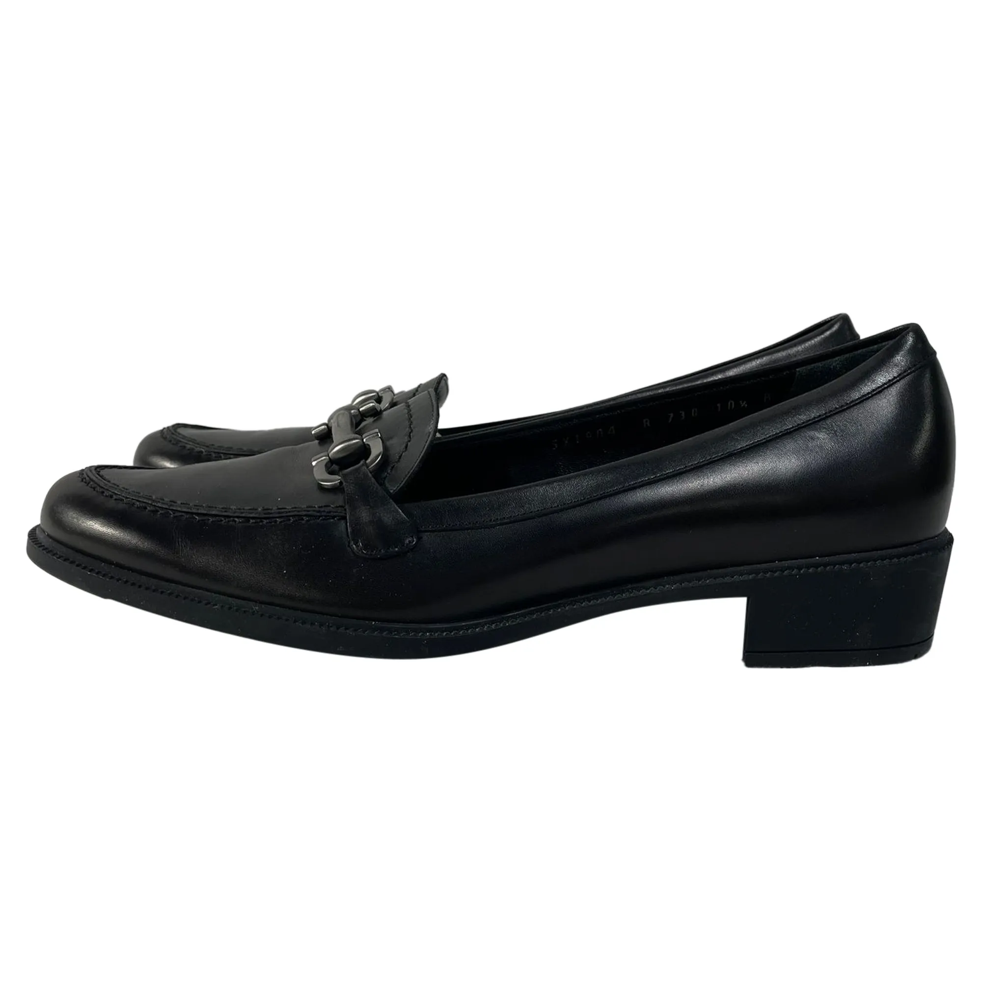 Salvatore Ferragamo Horsebit Slip-On Loafers in Black Leather