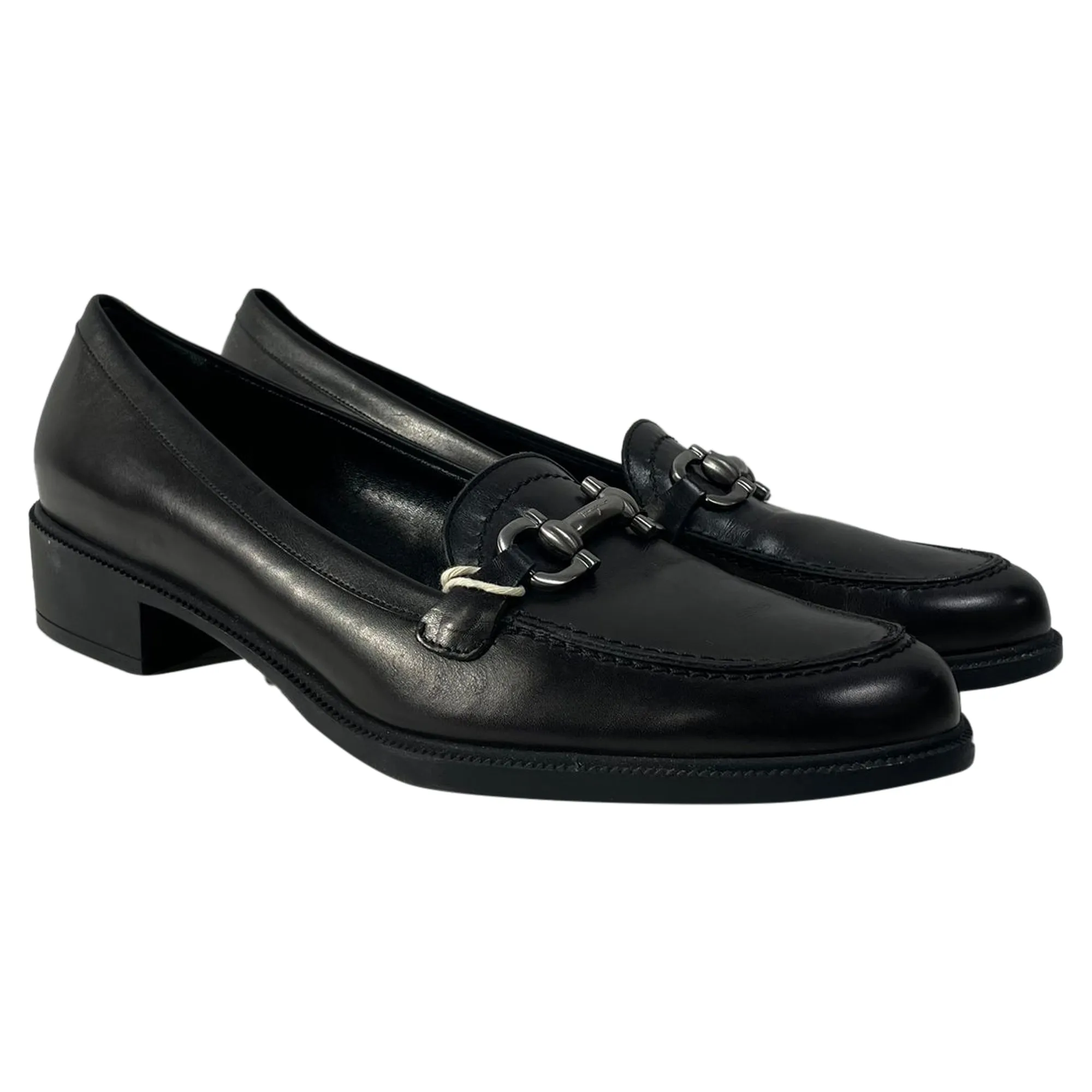 Salvatore Ferragamo Horsebit Slip-On Loafers in Black Leather