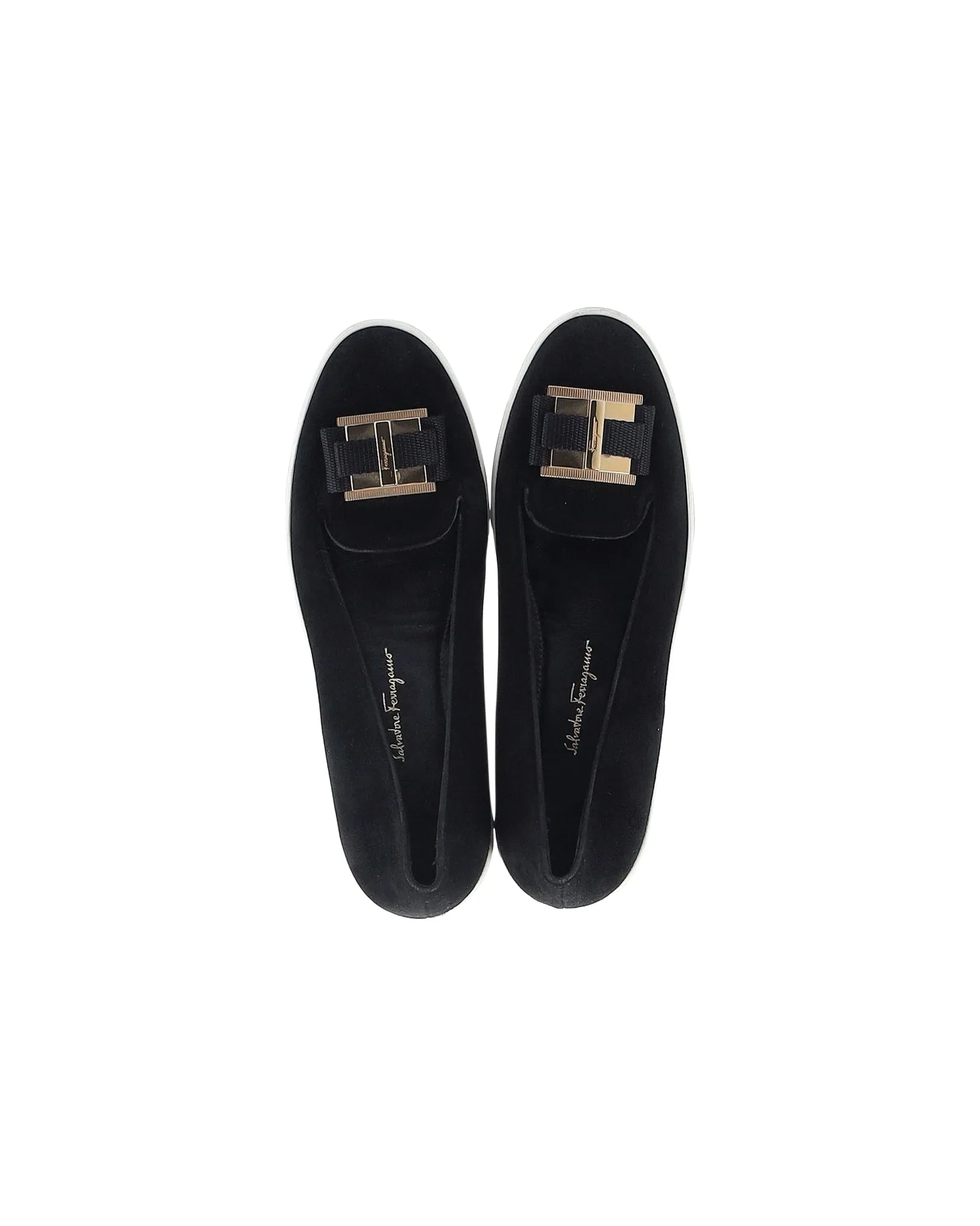 Salvatore Ferragamo Pelagie Flats in Black Suede