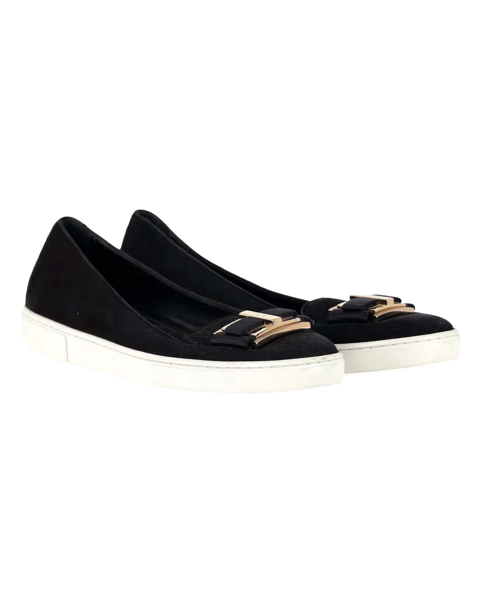 Salvatore Ferragamo Pelagie Flats in Black Suede