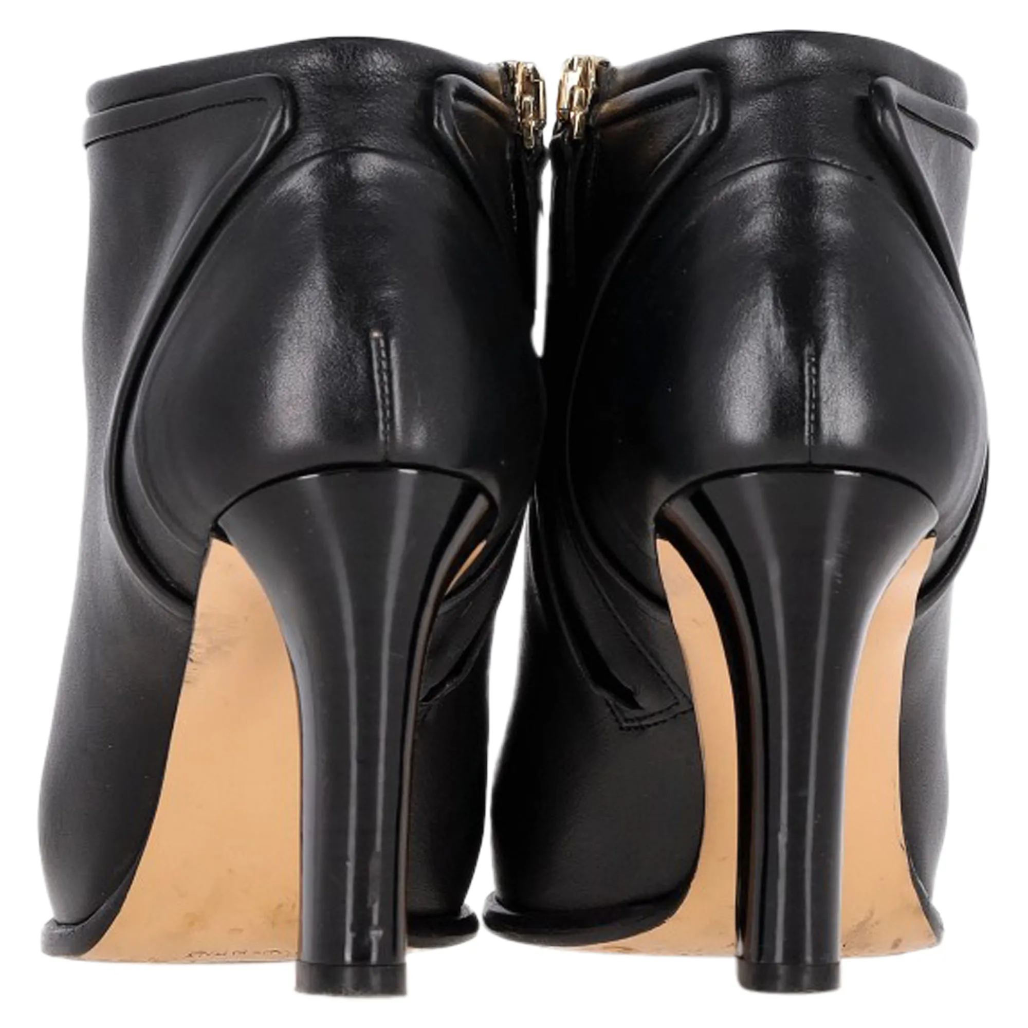 Salvatore Ferragamo Zipped High-Heeled Ankle Boots in Black Leather