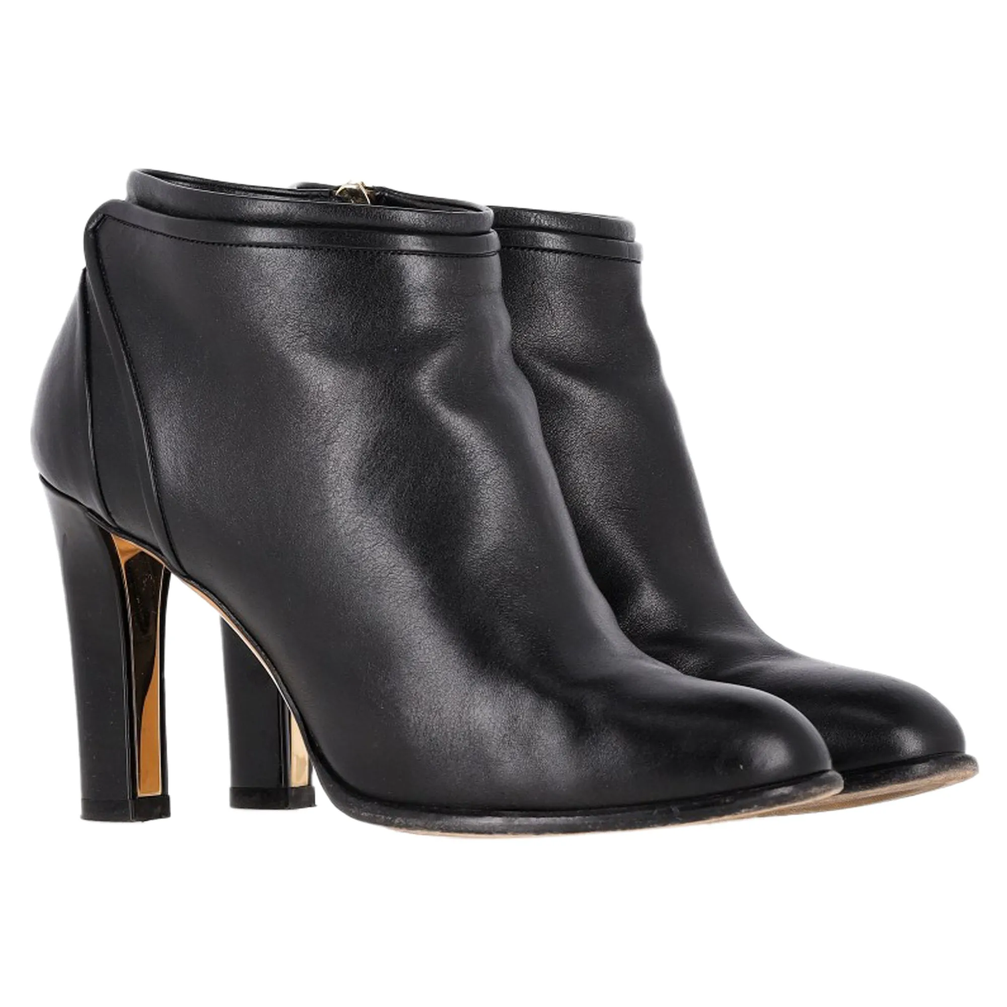 Salvatore Ferragamo Zipped High-Heeled Ankle Boots in Black Leather