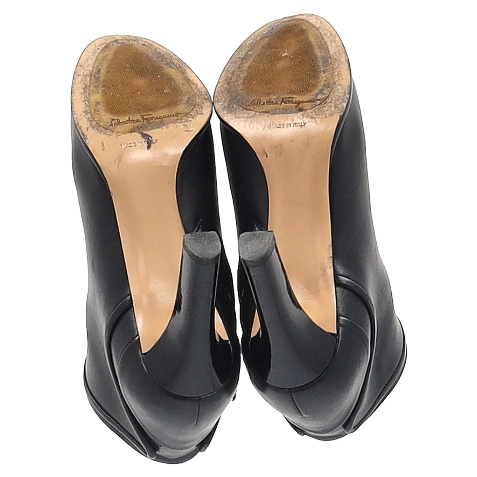 Salvatore Ferragamo Zipped High-Heeled Ankle Boots in Black Leather