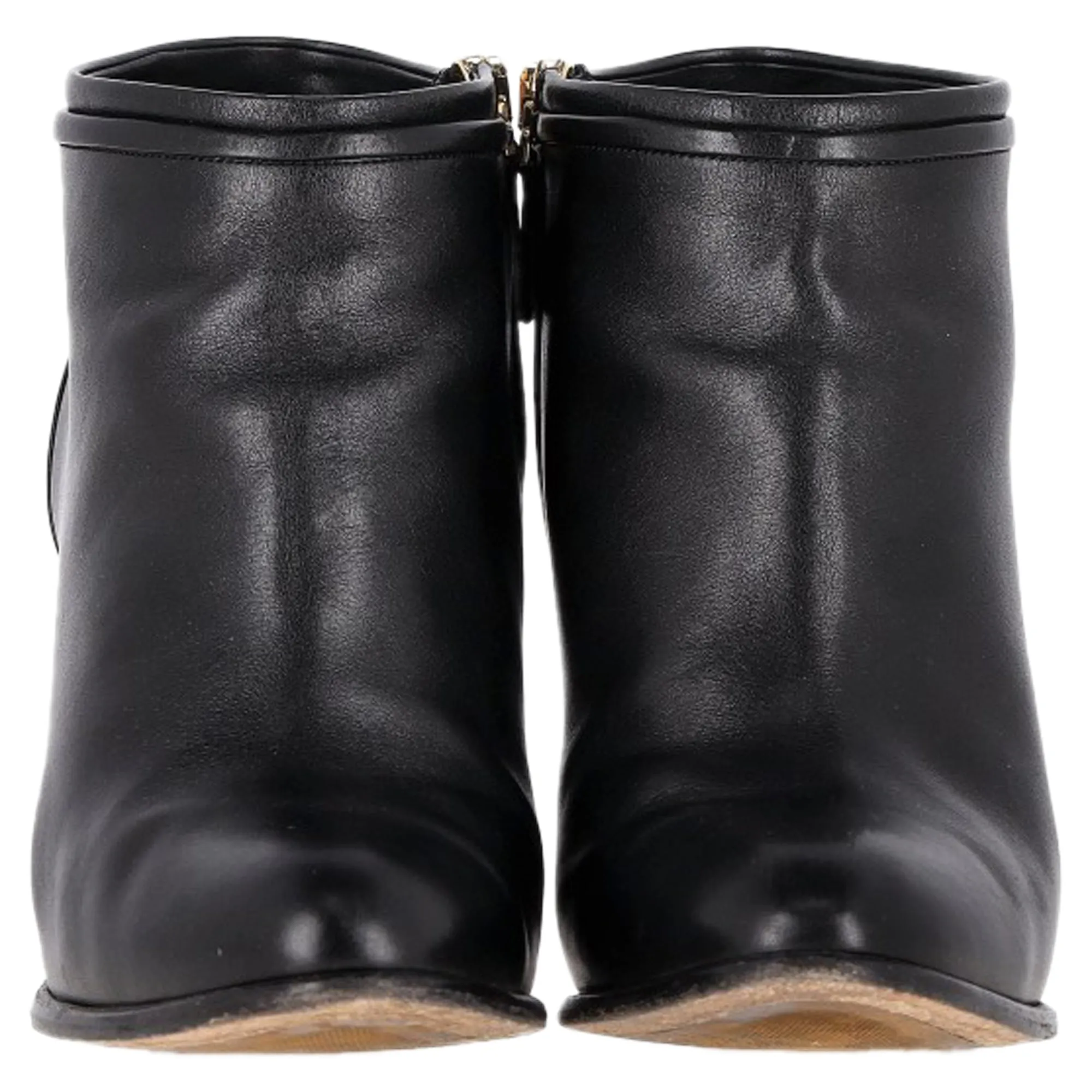 Salvatore Ferragamo Zipped High-Heeled Ankle Boots in Black Leather