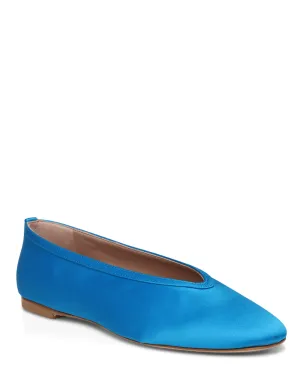 Satin Dafne Flat in Turquoise