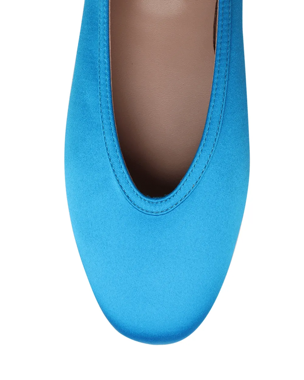 Satin Dafne Flat in Turquoise