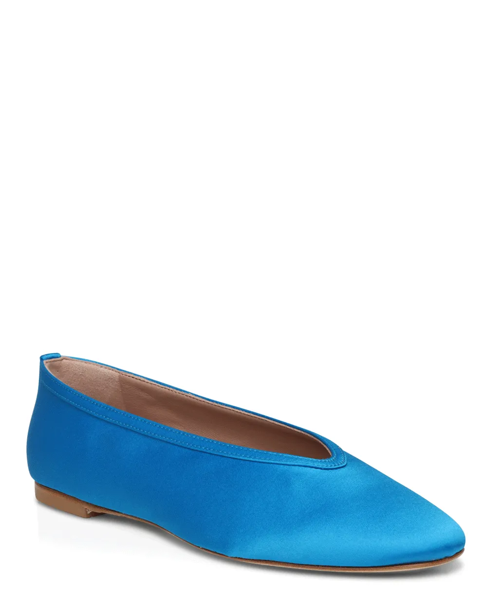 Satin Dafne Flat in Turquoise