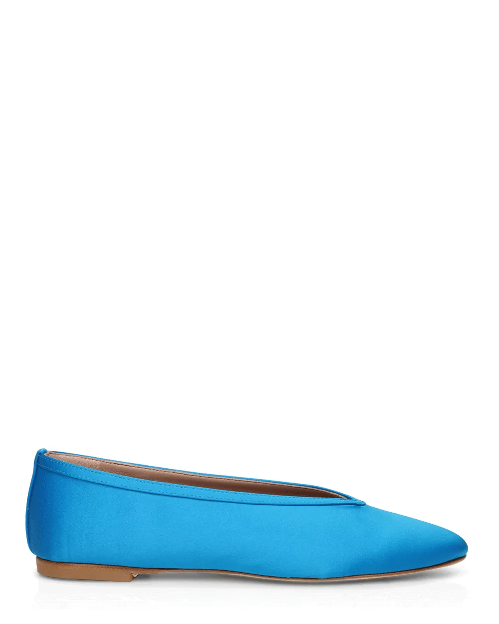 Satin Dafne Flat in Turquoise