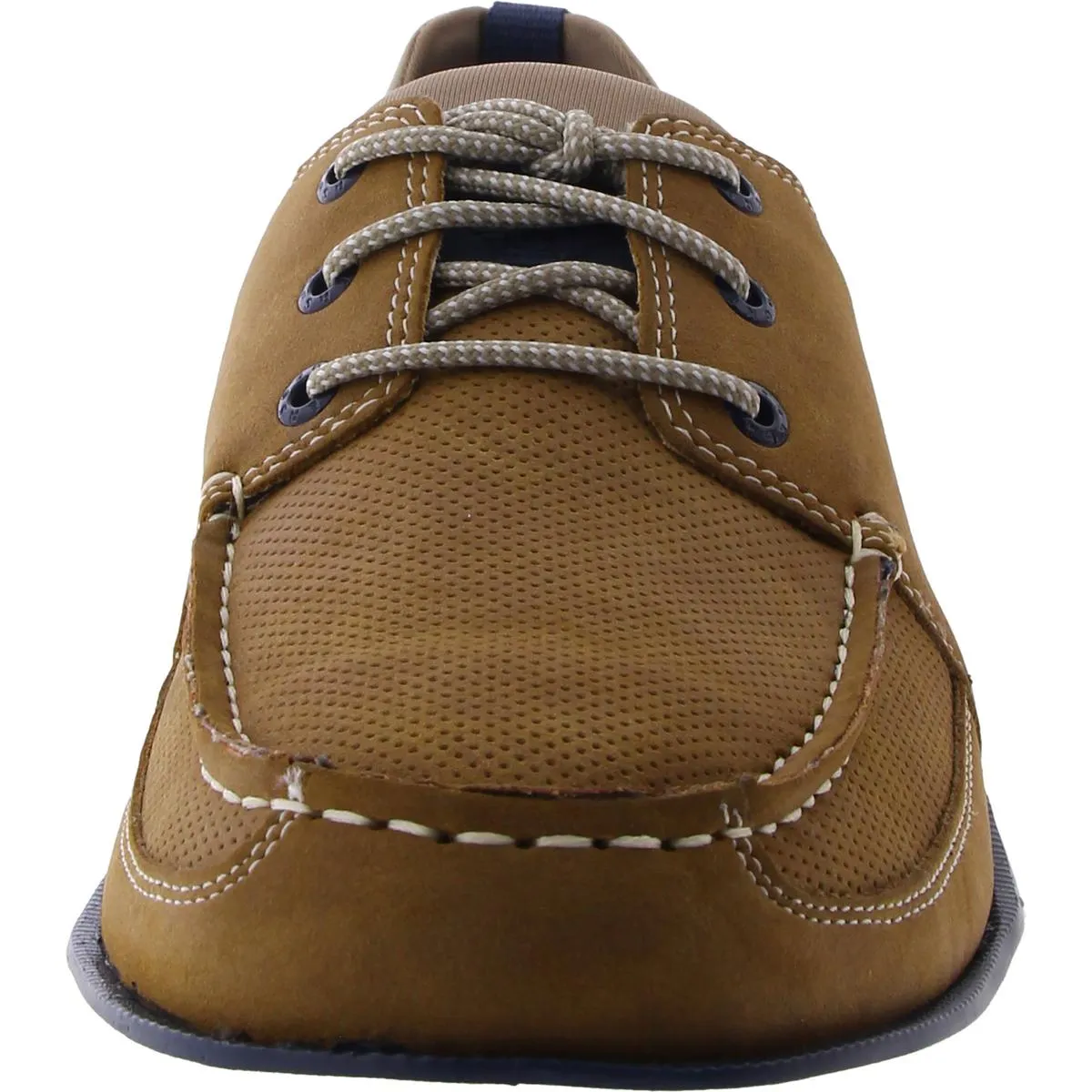 Saunders Mens Faux Leather Lace-Up Boat Shoes