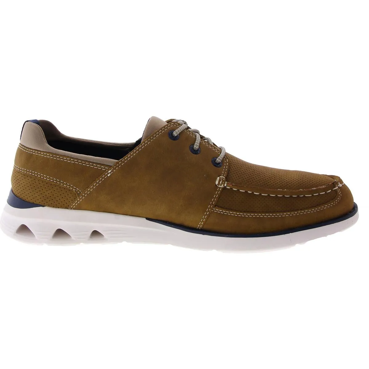 Saunders Mens Faux Leather Lace-Up Boat Shoes