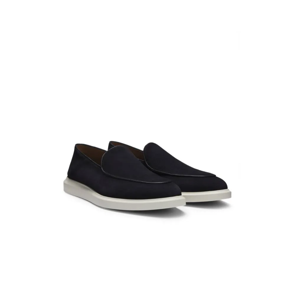 Suede loafers with logo details