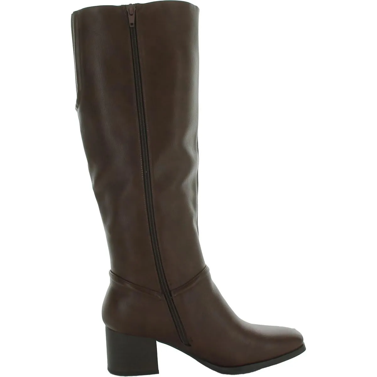 Thalia Womens Faux Leather Almond Toe Knee-High Boots