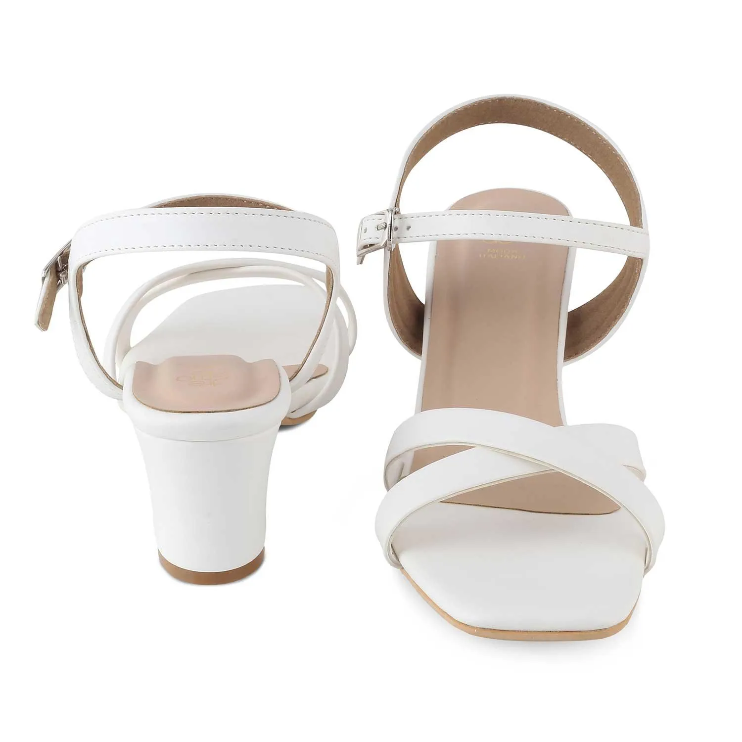 The Roch White Women's Dress Block Heel Sandals Tresmode