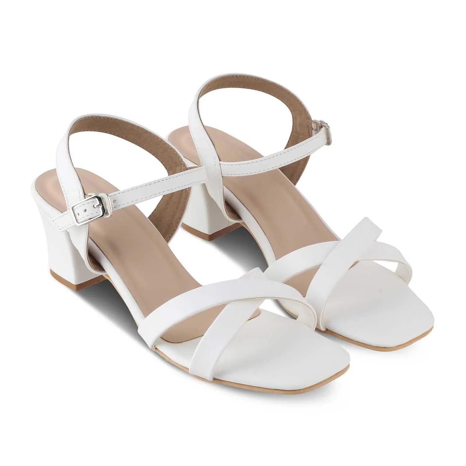 The Roch White Women's Dress Block Heel Sandals Tresmode