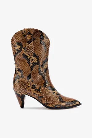 Thelma Boot In Tawny Stamped Leather