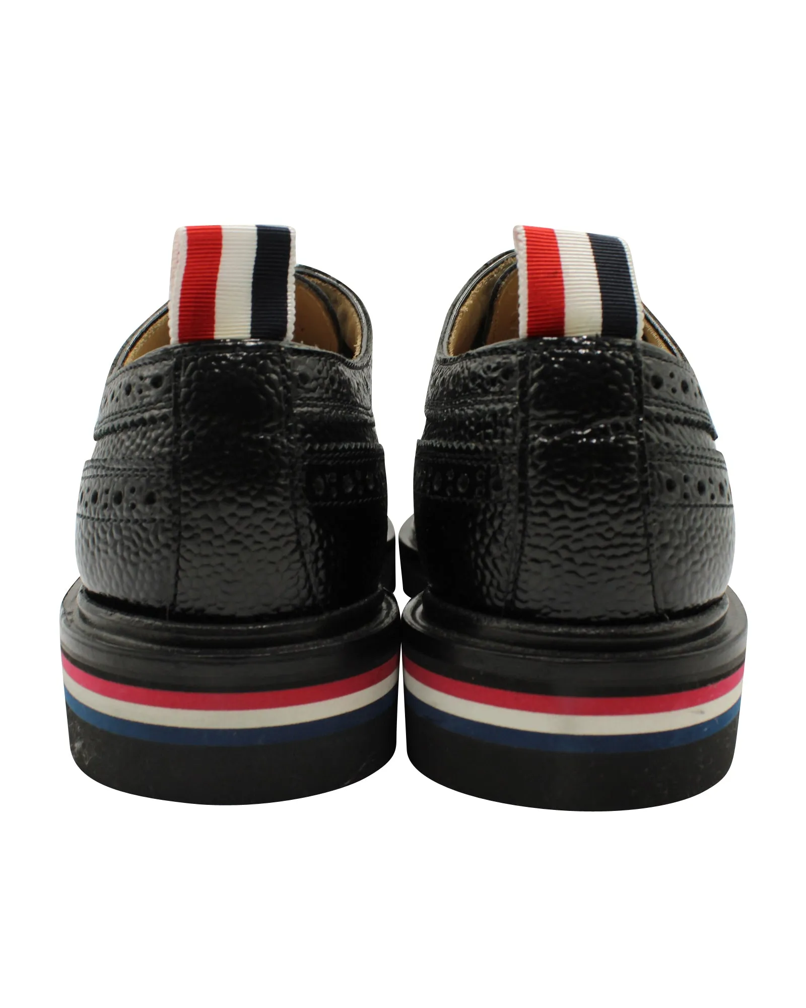 Thom Browne Classic Longwing Threaded Sole Brogues in Black Pebble Grain Leather