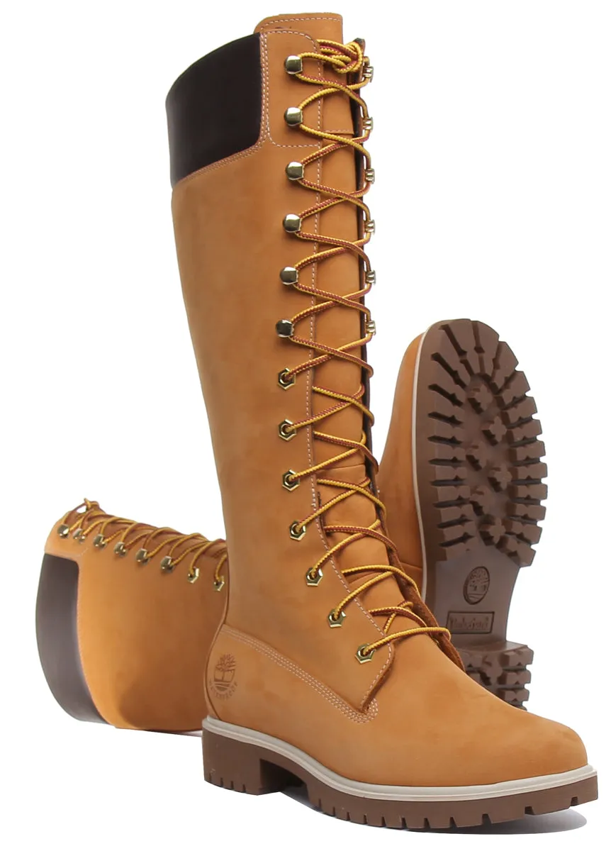 Timberland Tall 14 Inch Lace Up Boots In Wheat For Women Shoes Timberland