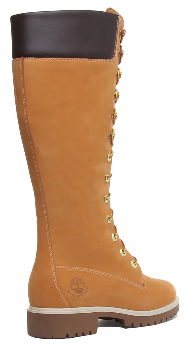 Timberland Tall 14 Inch Lace Up Boots In Wheat For Women Shoes Timberland