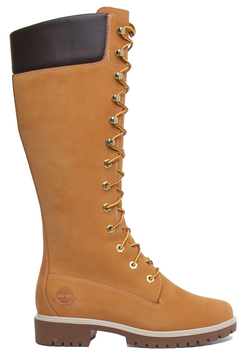 Timberland Tall 14 Inch Lace Up Boots In Wheat For Women Shoes Timberland