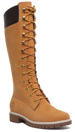 Timberland Tall 14 Inch Lace Up Boots In Wheat For Women Shoes Timberland