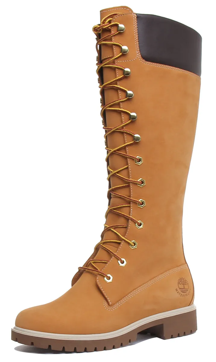 Timberland Tall 14 Inch Lace Up Boots In Wheat For Women Shoes Timberland